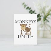 Grappig Jaar van de Aap "Monkeys Unite" Feestdagenkaart (Staand voorkant)
