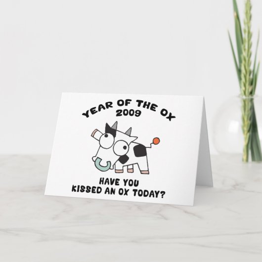 Grappig Jaar van de Os Gifts Feestdagen Kaart (Voorkant)