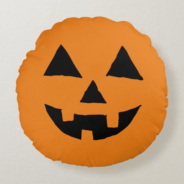 Grappig Jack O Lanter Halloween Art Simple Jack O Rond Kussen (Voorkant)