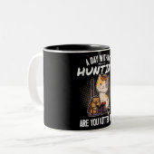 Grappig jagen dat ik kat, ben je die me te pakken  tweekleurige koffiemok (Voorkant links)