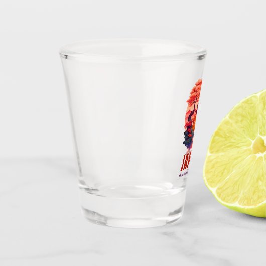 Grappig Japan zonsondergang landschap landschap Shot Glas (Links)