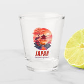 Grappig Japan zonsondergang landschap landschap Shot Glas (Voorkant)