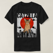 Grappig Japans Catzilla Abyssiniaanse kat T-shirt (Design voorkant)