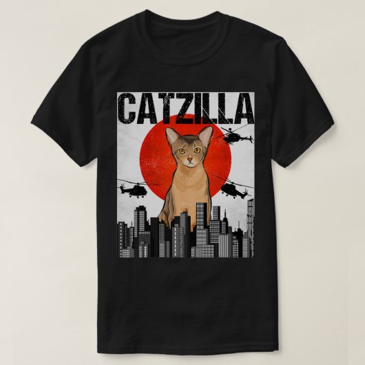 Grappig  Japans Catzilla Abyssiniaanse kat T-shirt (Design voorkant)