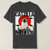 Grappig Japans Catzilla Siamese kat T-shirt (Design voorkant)