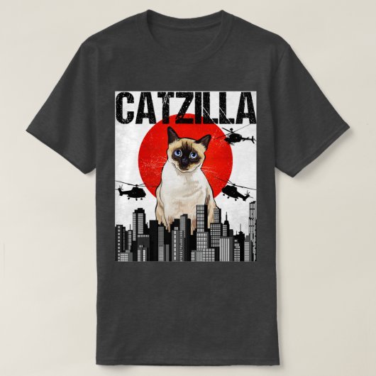 Grappig  Japans Catzilla Siamese kat T-shirt (Design voorkant)