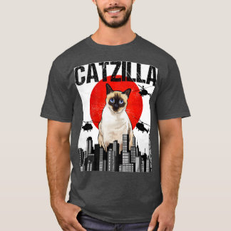 Grappig  Japans Catzilla Siamese kat T-shirt