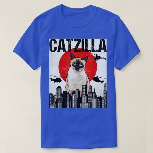 Grappig  Japans Catzilla Siamese kat T-shirt (Design voorkant)