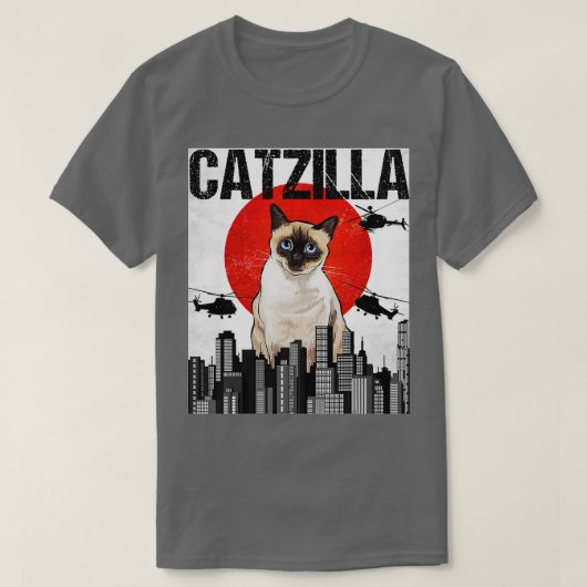Grappig Japans Catzilla Siamese kat T-shirt (Design voorkant)