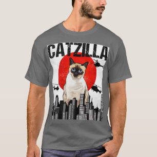 Grappig Japans Catzilla Siamese kat T-shirt