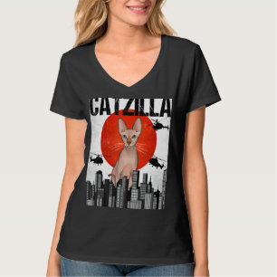 Grappig Japans Catzilla Sphynx Cat T-shirt