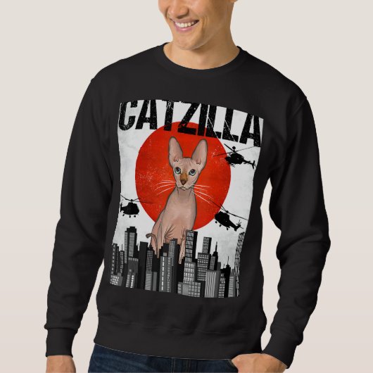 Grappig Japans Catzilla Sphynx Cat Trui (Voorkant)