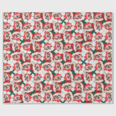 Grappig Japans Chinees Kerstpatroon Cadeaupapier (Vlak)