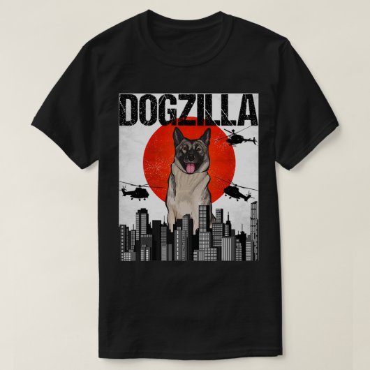Grappig  Japans Dogzilla Noors Elkhound T-shirt (Design voorkant)