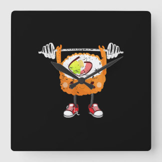 Grappig Japans eten Gym Weightlift Gift T-Shirt Vierkante Klok