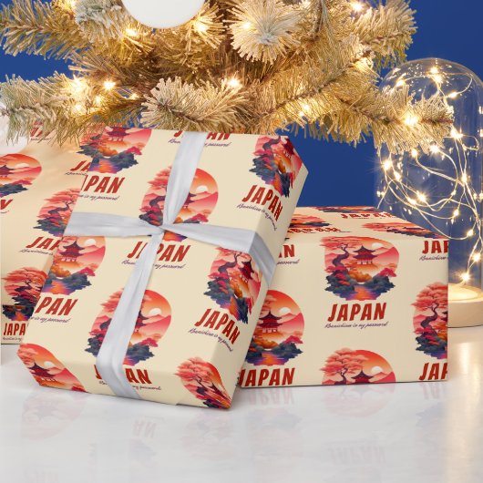 Grappig Japans Humor Sunset Landscape Landschap Cadeaupapier (Feestdagen)