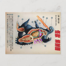 Grappig Japans Kaiju anatomie diagram Briefkaart