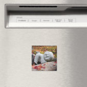 Grappig Japans monnikenbeeld met herfstbladeren Magneet (Insitu (Vaatwasser))