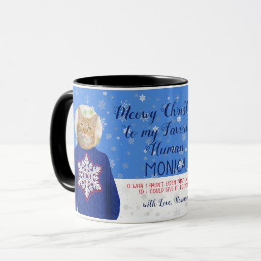 Grappig je kat in lelijke kerst trui foto mok (Voorkant links)