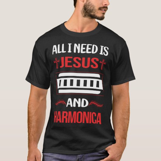 Grappig Jesus Harmonica mondorgel T-shirt (Voorkant)