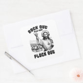 Grappig Jesus Rock Out met je Flock Out Vierkante Sticker (Envelop)