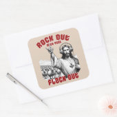 Grappig Jesus Rock Out met je Flock Out Vierkante Sticker (Envelop)