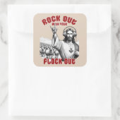 Grappig Jesus Rock Out met je Flock Out Vierkante Sticker (Tas)