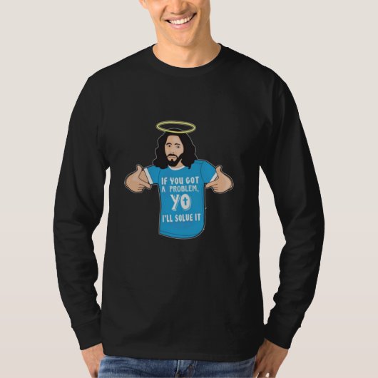 Grappig Jesus Shirt Christelijk Meme Yo Ik los het (Voorkant)