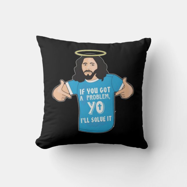 Grappig Jesus Shirt Christelijk Meme Yo Ik los het Kussen (Voorkant)