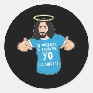 Grappig Jesus Shirt Christelijk Meme Yo Ik los het Ronde Sticker