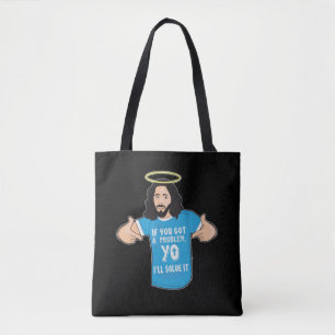 Grappig Jesus Shirt Christelijk Meme Yo Ik los het Tote Bag