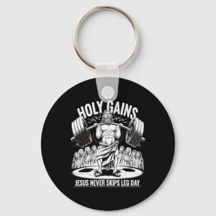 Grappig Jesus Skips nooit Leg Day Christelijke Gym Sleutelhanger