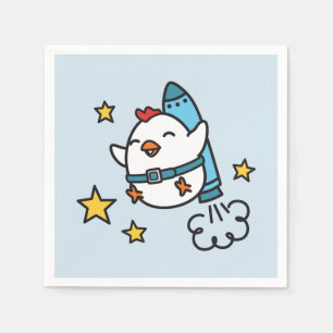 Grappig jetpack-kippenontwerp servetten