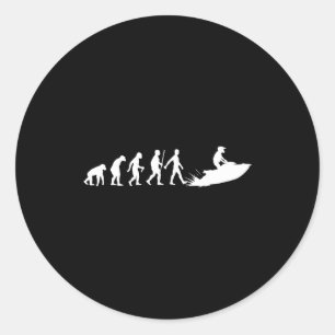 Grappig jetski-ontwerp voor mannen vrouwen kindere ronde sticker