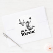 Grappig Jezus Basketbal - Hij is Rizzin' Ronde Sticker (Envelop)