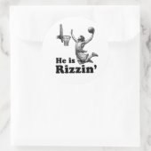 Grappig Jezus Basketbal - Hij is Rizzin' Ronde Sticker (Tas)
