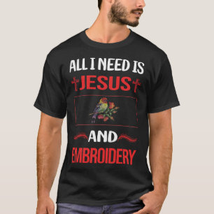 Grappig Jezus borduurwerk borduursel T-shirt