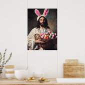 Grappig Jezus Christus Paashaas Oren Meme Poster (Keuken)