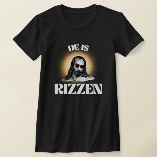 Grappig Jezus Meme citaat Hij is Rizzen T-shirt (Laagn)