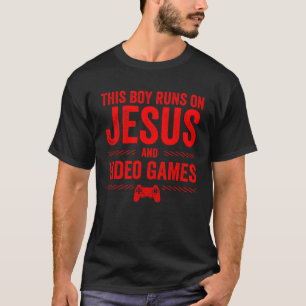 Grappig Jezus Video Game Gift voor jongens Cool Ch T-shirt