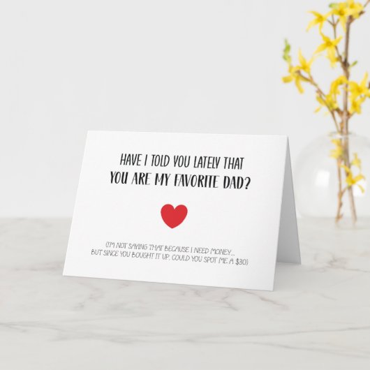 Grappig Jij Bent Mijn Favoriete Vader Vaderdag  Kaart (Gele Bloem)