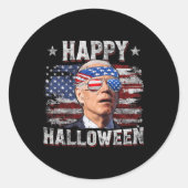 Grappig Joe Biden 4 juli Happy Halloween Amerika Ronde Sticker (Voorkant)