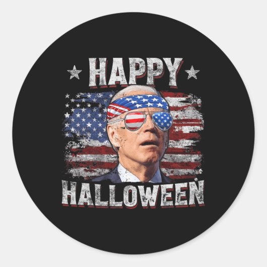 Grappig Joe Biden 4 juli Happy Halloween Amerika Ronde Sticker (Voorkant)