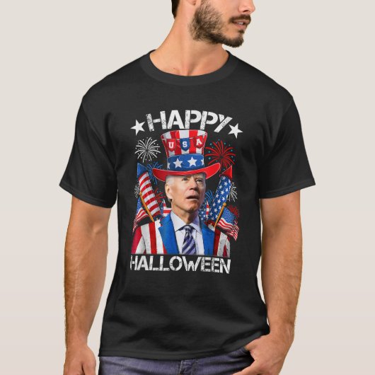 Grappig Joe Biden 4th van juli Happy Halloween Fir T-shirt (Voorkant)