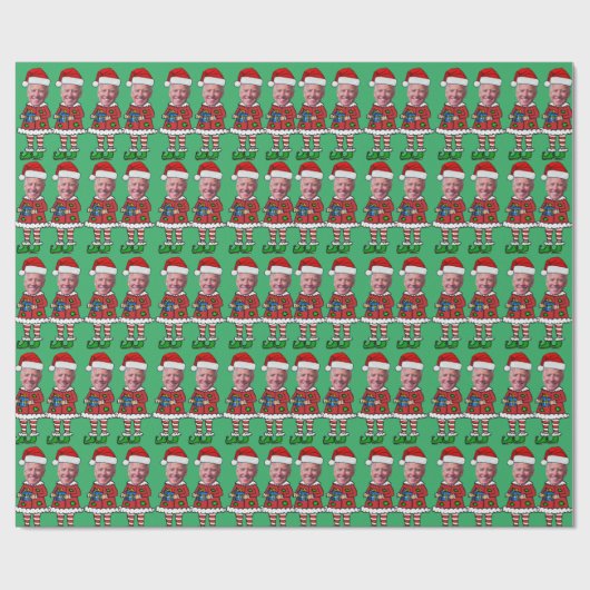 Grappig Joe Biden Custom Gezicht Foto Elf Kerstmis Cadeaupapier (Vlak)