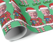 Grappig Joe Biden Custom Gezicht Foto Elf Kerstmis Cadeaupapier (Rol Hoek)