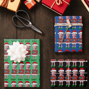Grappig Joe Biden Custom Gezicht Foto Elf Kerstmis Inpakpapier Vel