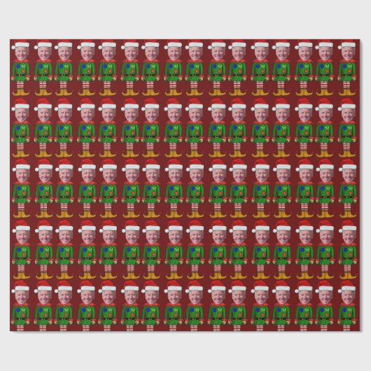 Grappig Joe Biden Elf Custom Gezicht Kerstmis Cadeaupapier (Vlak)