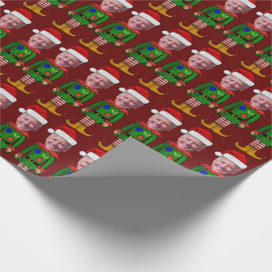 Grappig Joe Biden Elf Custom Gezicht Kerstmis Cadeaupapier (Hoek)