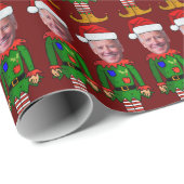 Grappig Joe Biden Elf Custom Gezicht Kerstmis Cadeaupapier (Rol Hoek)